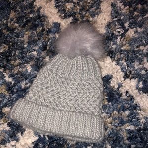 Grey Pom Pom Hat